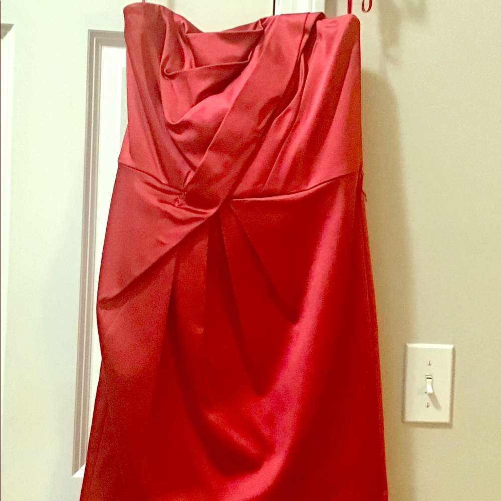 WHBM Red Satin Strapless Dress